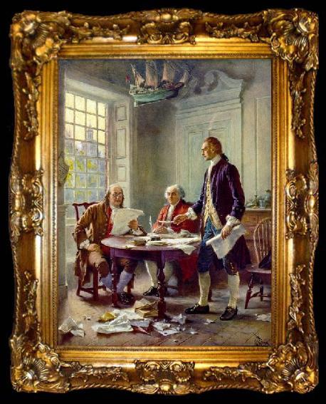 framed  Jean Leon Gerome Ferris Writing the Declaration of Independence, ta009-2